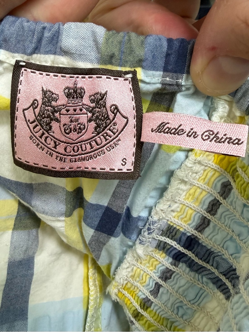 Vintage Y2K Juicy Couture Seersucker Madras Plaid Strapless Mini Dress Sz Small - Picture 7 of 10